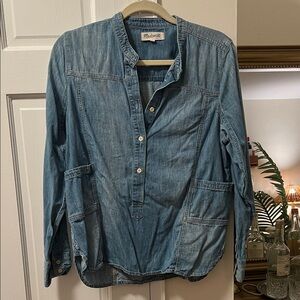 Madewell Light Blue Denim Pullover Shirt - size Large